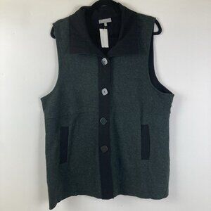 Habitat Grey & Black Sleeveless Button Up Vest Womens Size XL New NWT Rayon